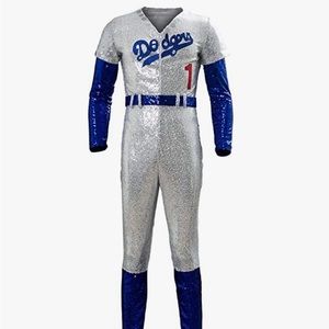 BRAND NEW Elton John costume: Includes sequin jumpsuit (size S), belt, and hat